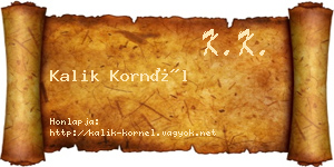 Kalik Kornél névjegykártya